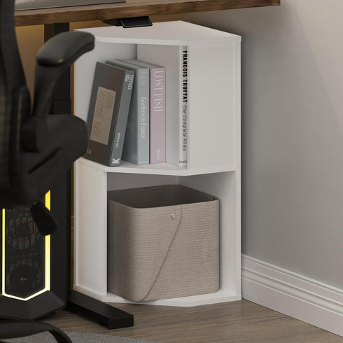 2-Tier Furinno ECON Corner Shelf, Corner Book Shelf, Standing Storage Shelves, Cube Display Rack, Bookshelf