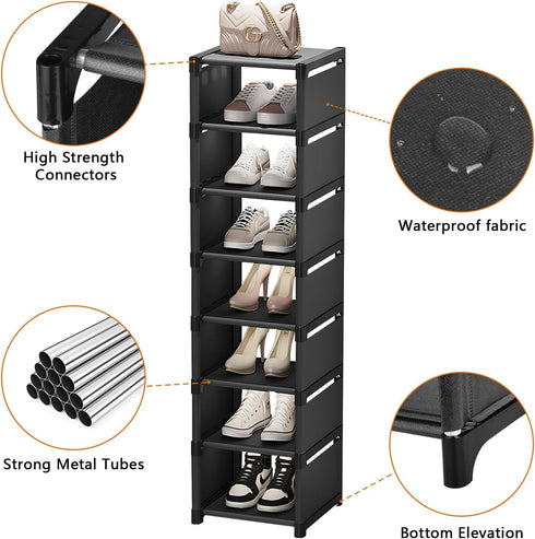 8-Tier Closet, Tall Corner Shoe Rack for Entryway Corner Narrow Shoe Shelf Space Saving Corner Shoe Storage Organizer