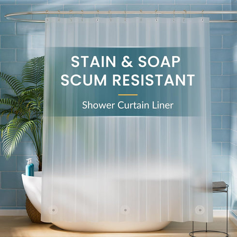 Titanker Plastic Shower Curtain Liner - 72 x 72 Frosted Waterproof Lightweight Shower Liner with Magnets and Rustproof
