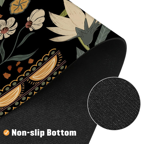 MitoVilla Black Boho Bathroom Runner Rug Mat, Washable Modern Bath Mats, Non Slip Absorbent Carpet for Bathroom Decor