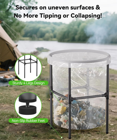 Tuohours 30-55 Heavy-Duty Garden Trash Bag Holder Gallon Outdoor Yard Waste Bag Stand Metal Frame Lawn Leaf Bag Holders