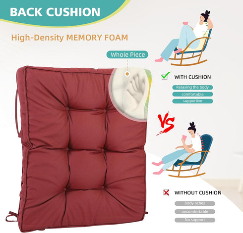Set RACE LEAF High Back Rocking Chair Cushion with Memory Foam, Non-Slip Patio Chair Cushions for Indoor/Outdoor Use