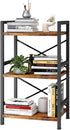 Homeiju Bookshelf, 3 Tier Industrial Bookcase, Metal Small Bookcase for Living Room and Home Office
