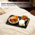 PEKER Wooden Serving Tray with Metal Handles, Black Decorative Coffee Table Tray for Breakfast in Bed, Ottoman & Home