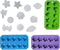 Chef Craft Flexible Shaped Ice Cube Trays Set of 3 - Sun, Star, Flower, Tree, Sealife, Fun Party Combo, Silver