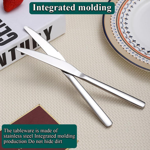 Dinner Knives Set of 12 Pieces, Stainless Steel Butter and Table Knives, Flatware Silverware Set, Dishwasher Safe