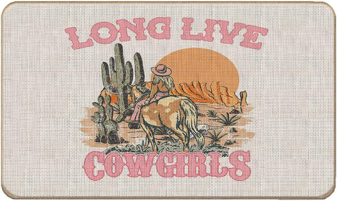 Western Door Mat 17"X30" Long Live Cowgirls Indoor/Outdoor Entrance Cowgirl Dorm Room Decor