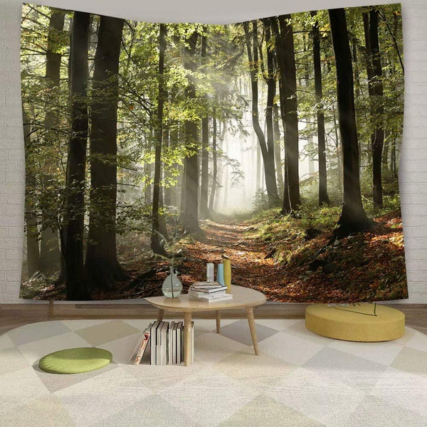 DZGlobal Forest Pathway in Misty Mountain Tapestry, Nature Landscape Wall Hanging Art for Living Room Bedroom Kitchen