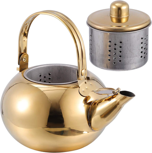 Cabilock Stainless Steel Teapot 1000ML with Removable Infuser & Spout Filter, Stovetop Safe Kettle