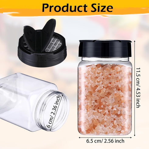 30 Pack Powders(Triangle,12.2 oz) Mimorou Plastic Spice Jars with Shaker Lids Clear Seasoning Containers Spice Bottles