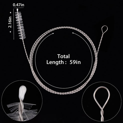 Flexible Drain Brush - Extra Long Nylon Cleaner Tool for Plumbing, Refrigerator, Sink Tube, 150cm/59inch (2 PCS)
