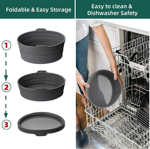 Slow Cooker Liners, 1 PCS Grey Foldable Reusable Silicone Cooking Liners for Crock-Pot & Hamilton Beach 6-7 QT,