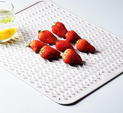 Silicone Dish Drying Mat for Kitchen Counter, Eco-friendly Heat-resistant Dish Drainer Mat, Easy Clean (12" x 12",
