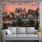 feelacle Los Angeles City Skyline Tapestry, 80" X 60" Downtown Landscape Wall Hanging for Bedroom Living Room