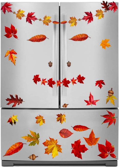 VEYLIN 6 Sheets 200Pcs Thanksgiving Window Clings, Autumn Maple Leaves Static Stickers for Window Decoration