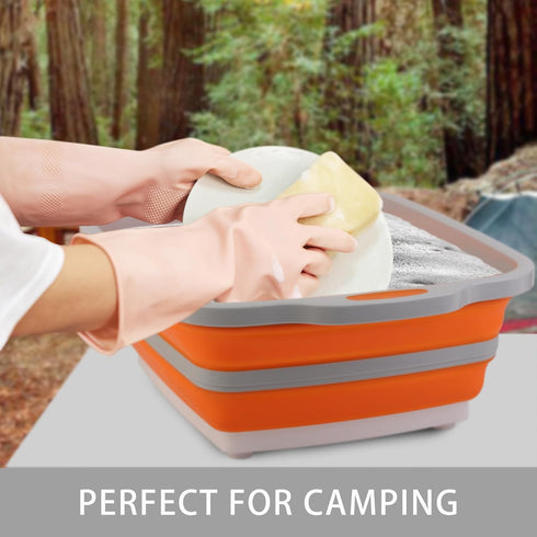Collapsible Cutting Board with Container, Foldable Camping Sink with Colander, Multifunction Dish Basin