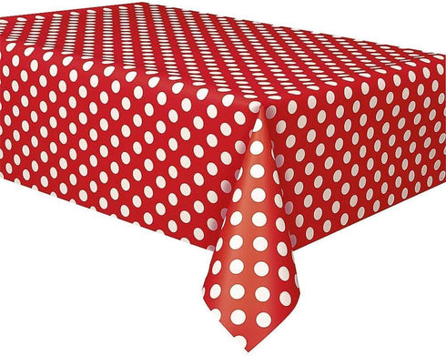 Royal7 2 Pack Red Polka Dot Plastic Tablecloth, Rectangle 54"x108"