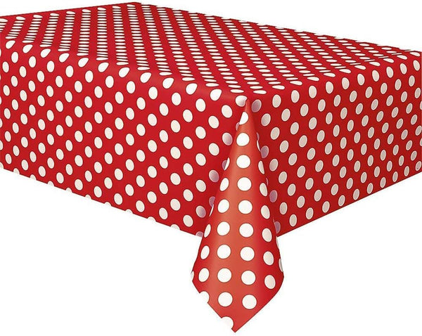 Royal7 2 Pack Red Polka Dot Plastic Tablecloth, Rectangle 54"x108"