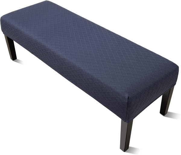 YISUN Jacquard Dining Bench Covers - Stretch Washable Removable Slipcover for Dining Rooms (Navy Blue)