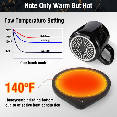 NBBRDDN Set, 2 Settings, Set Coffee Mug Warmer & Mug Coffee Cup Warmer with Temperature Electric Coffee Warmer for Desk