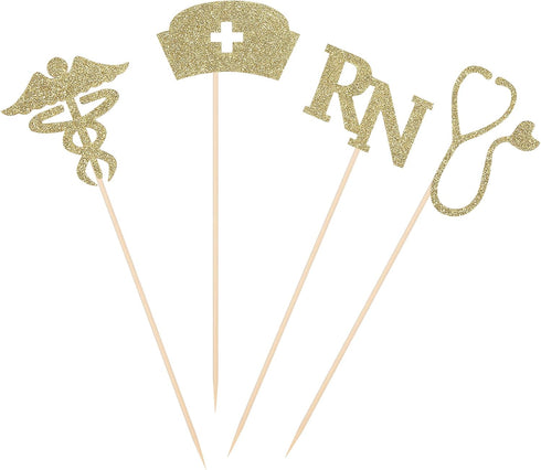 LightAParty Pack of 8 Glittery Nurse Theme Centerpiece Sticks Table Toppers Medical Student