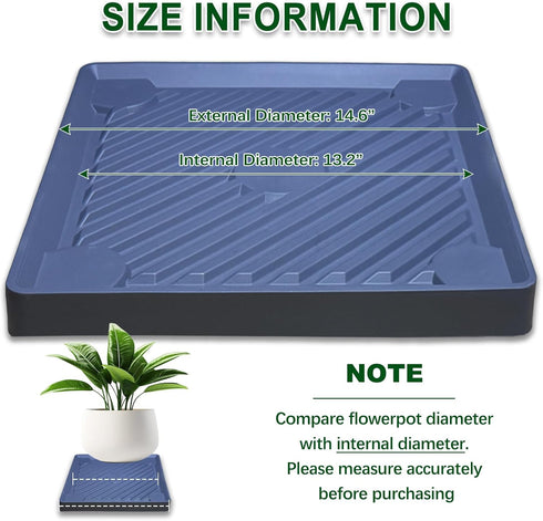 14.5 Inch Plant Saucer with Wheels, Heavy Duty Rolling Planter Caddy, Indoor Outdoor Plant Stand with Casters, Large