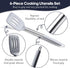 Silicone Kitchen Utensils Set, 6-Pieces Grey Cooking Utensils for Nonstick Cookware, Silicone Spatulas with Stainless