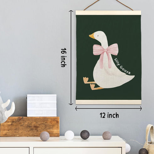 12x16 inch, LKETW Silly Goose Wall Art - Goose Nursery Decor Poster Hanger Frame Goose Gifts, Cute Goose Wall Art