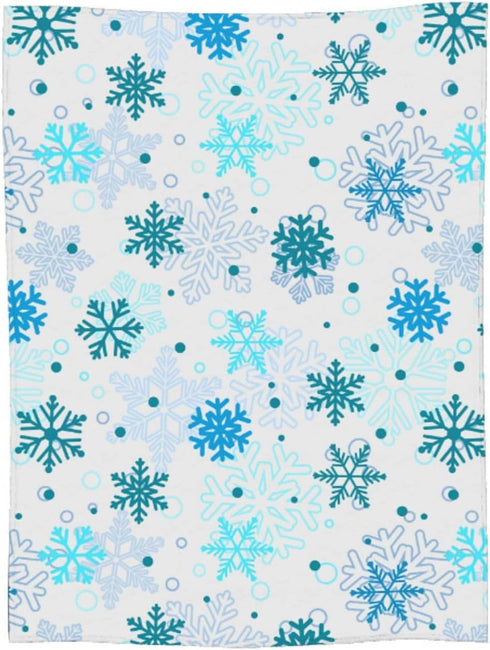 Perinsto 80"X60" Christmas Winter Snowflakes Throw Blanket Ultra Soft Warm All Season Decorative Fleece Blankets