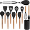 Kitchen Utensil Set, 13 pcs Non-Stick Silicone Cooking Utensils Spatula Set with Ceramic Holder, Black Holder