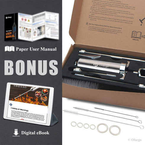 304-Stainless Steel Meat Injector Syringe Kit, 4 Marinade Needles for BBQ Grill Smoker, 2-oz Large Capacity