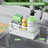 Self-Draining Kitchen Sink Caddy, Rustproof Non-Slip Sponge Holder with Detachable Dish Cloth Holder (White)