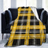 HSYOYO Yellow Black Plaid Throw Blanket Fluffy Fleece Blankets Soft Lightweight Travel Blanket