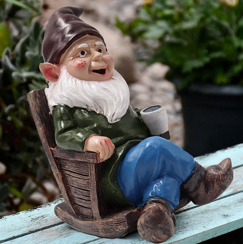 Wizard Gnome Drinking Coffee Garden Statue, 3D Polyresin Outdoor Sculpture, Garden Figurine Art Decoration