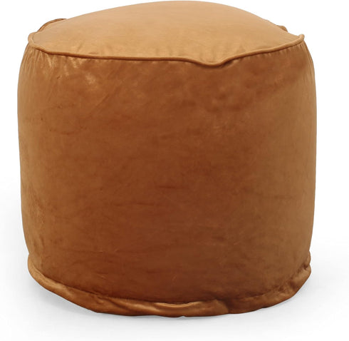 Cozy Apricot Velveteen Cylinder Pouf - Stylish