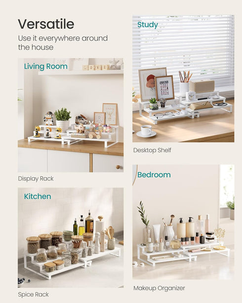 Set 2 3-Tier UKCS116W01 SONGMICS Display Risers, of Engineered Wood Perfume Organizer Stand, Cupcake Stand Holder