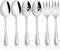 Serving Set, HaWare 6 Pieces Stainless Steel Silverware Utensils, Pearled Edge Hostess Set for Buffet Party, Mirror