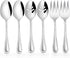 Serving Set, HaWare 6 Pieces Stainless Steel Silverware Utensils, Pearled Edge Hostess Set for Buffet Party, Mirror