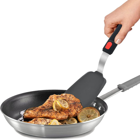 Silicone Spatula Turner Set of 2, 600°F Heat Resistant Cooking Utensils for Nonstick Cookware, Black Pancake Egg Burger