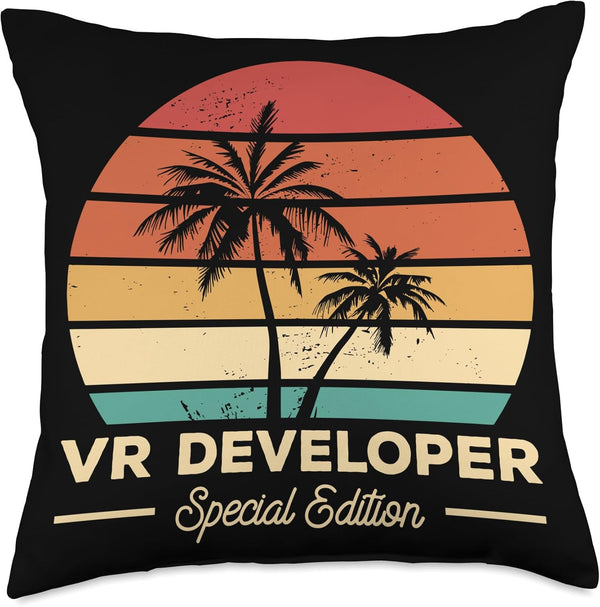 Vintage VR Developer Multicolor Throw Pillow, 18x18