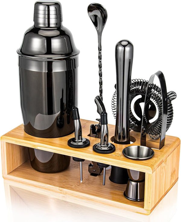 Semderm Black Cocktail Shaker Set, Premium 18/8 Stainless Steel Mixology Bartender Kit with