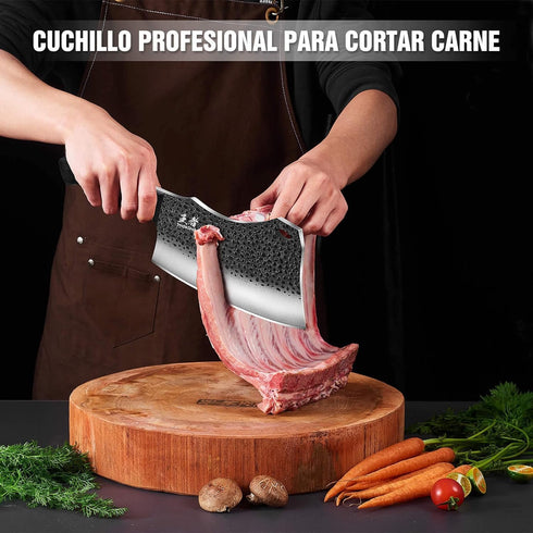 ENOKING Hand Forged Cleaver Knife, German High Carbon Stainless Steel Butcher Knife for Meat Cutting, Full Tang