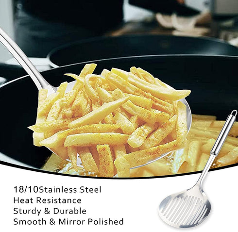 TENTA Kitchen Multi Utensil, Stainless Steel Cooking Skimmer Slotted Fish Turner Spoon Colander for Kitchen