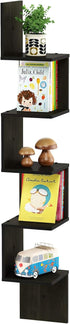 5-Tier Furinno Rossi Wall Mount Floating Corner Shelf, Square , Espresso