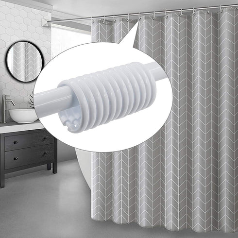 Qulable Shower Curtain Rings 12 Pack Plastic O-Shaped Hooks Glide Easily on Bathroom Shower Rod White