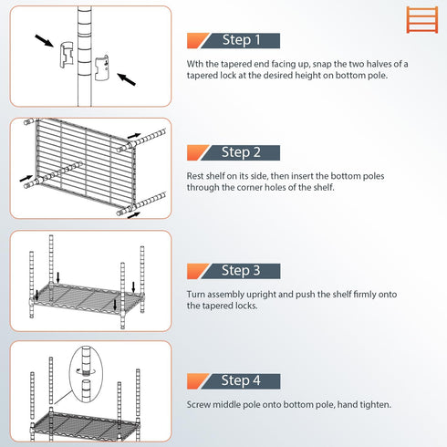 BestOffice 6-Shelf Adjustable Wire Shelving Unit, Metal Shelves, 11.8" D x 16.7" W x 63.6" H, Chrome