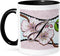 3dRose Cherry Blossom Flower Monogram Initial J Mug, Two Tone, 11 oz, Black/White
