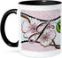 3dRose Cherry Blossom Flower Monogram Initial J Mug, Two Tone, 11 oz, Black/White