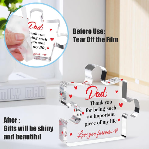 Jemo Fathers Day Dad Gifts from Daughter Son Wife-Acrylic Puzzle Plaque-Birthday Thanksgiving Christmas Retirement Gift