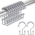 Amazer Shower Curtain Hooks Rings - Rust-Resistant Stainless Steel Double Hooks, Set of 12, Chrome